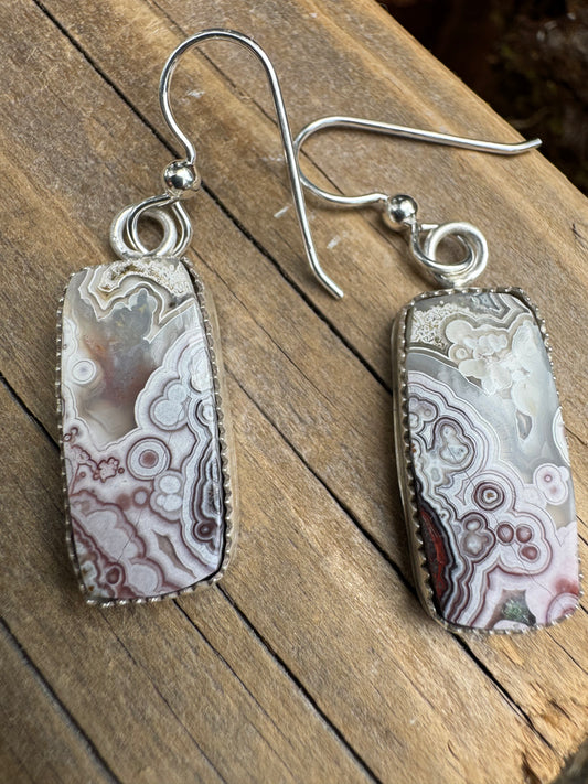 River Mist Lace Agate Earrings