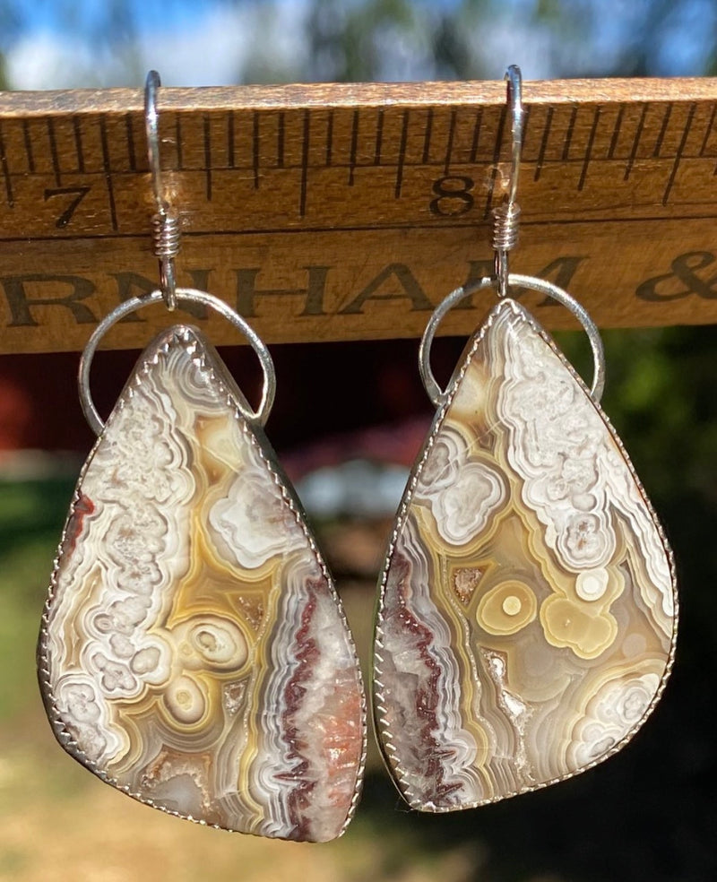 Lace Agate Sterling Silver Earrings